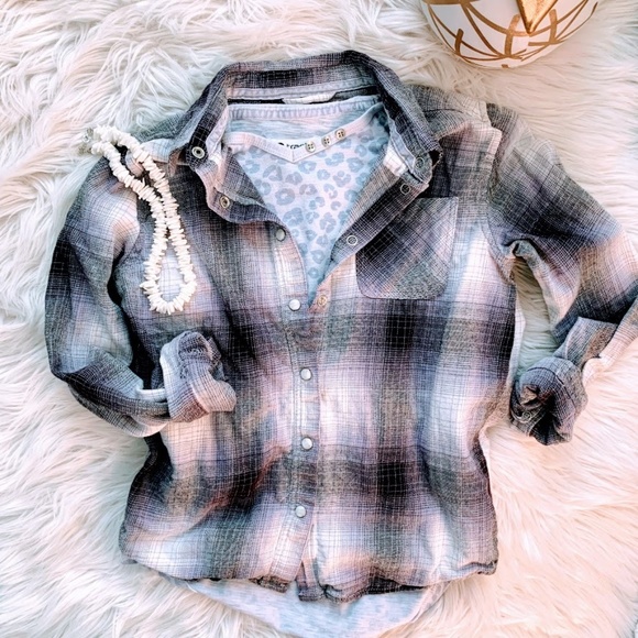 Purple Flannel Plaid Purple Snap Button Long Sleeve Shirt Medium 10 - Picture 1 of 3